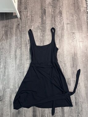 Aritzia Black Sleeveless Tie-Waist Mini Dress